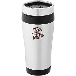 Nerezový termohrnek, 410ml, stříbrný s černým pruhem