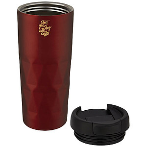 Nerezový termohrnek 450ml, s plastovým víčkem, červený
