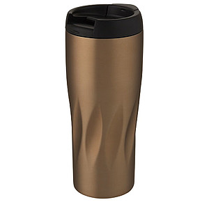Nerezový termohrnek 450ml, s plastovým víčkem, měděný