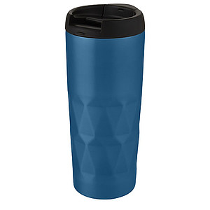 Nerezový termohrnek 450ml, s plastovým víčkem, modrý