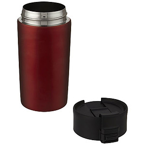Nerezový termohrnek s měděnou izolací 330ml, s plastovým víčkem, červený