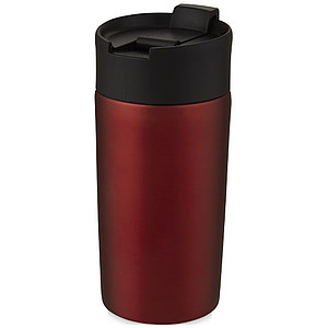Nerezový termohrnek s měděnou izolací 330ml, s plastovým víčkem, červený