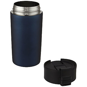Nerezový termohrnek s měděnou izolací 330ml, s plastovým víčkem, modrý