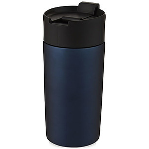 Nerezový termohrnek s měděnou izolací 330ml, s plastovým víčkem, modrý