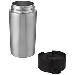 Nerezový termohrnek s měděnou izolací 330ml, s plastovým víčkem, stříbrný