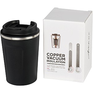 Nerezový vákuový termohrnček s pevným uzáverom, objem 360 ml, čierna