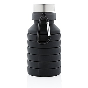 Nespretoková silikónová skladacia fľaša, čierna