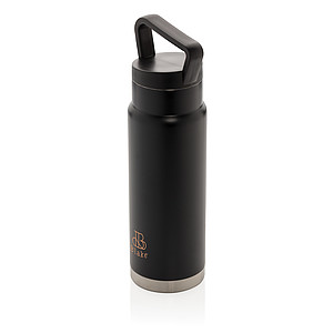Nespretoková termo fľaša s držadlom, čierna