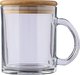 NILPERO Pohár na pitie z recyklovaného skla s bambusovým viečkom, 300 ml