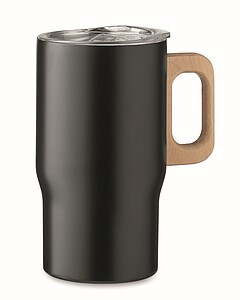 NUNU Dvojstenný hrnček z recyklovanej nerezovej ocele, 350 ml, čierna