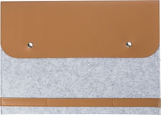 Obal na notebook z RPET plsti s plastovými detailmi, svetlo sivý
