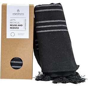 Originalhome přehoz nebo ručník z recyklovaného materiálu, 85 × 175 cm, černá