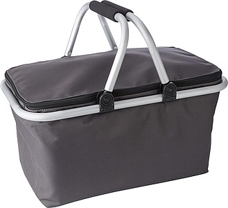 OXFORD COOLER Skladací nákupný termo-košík z tkaného materiálu, sivá