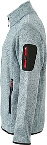Pánská fleecová bunda James Nicholson knit fleece jacket men, šedá/červená, vel. M