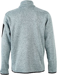 Pánská fleecová bunda James Nicholson knit fleece jacket men, šedá/červená, vel. M