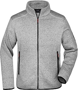 Pánská fleecová bunda James Nicholson knit fleece jacket men, šedá/červená, vel. XXL