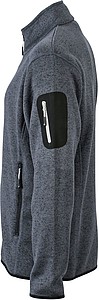 Pánská fleecová bunda James Nicholson knit fleece jacket men, stříbrná/tmavě šedá, vel. 3XL