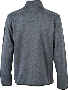 Pánská fleecová bunda James Nicholson knit fleece jacket men, stříbrná/tmavě šedá, vel. S