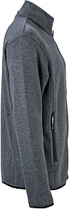 Pánská fleecová bunda James Nicholson knit fleece jacket men, stříbrná/tmavě šedá, vel. S