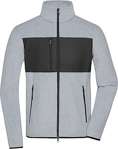 Pánská fleecová bunda James & Nicholson, melírovaná světle šedá, 3XL