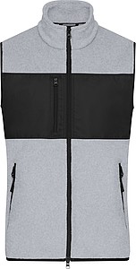 Pánská fleecová vesta James & Nicholson, melírovaná světle šedá, 3XL - vesta s potiskem