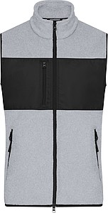 Pánská fleecová vesta James & Nicholson, melírovaná světle šedá, 3XL