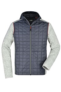 Pánská mikina James & Nicholson, světle šedý melír/antracitová, velikost 3XL