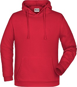 Pánská mikina s kapucí James Nicholson sweat hoodie men, červená, vel. 3XL