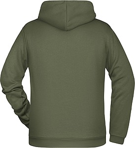 Pánská mikina s kapucí James Nicholson sweat hoodie men, tmavá zelená vojenská, vel. L