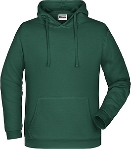 Pánská mikina s kapucí James Nicholson sweat hoodie men, tmavě zelená, vel. S