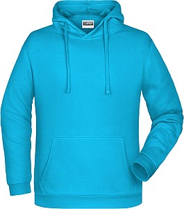 Pánská mikina s kapucí James Nicholson sweat hoodie men, tyrkysová, vel. L