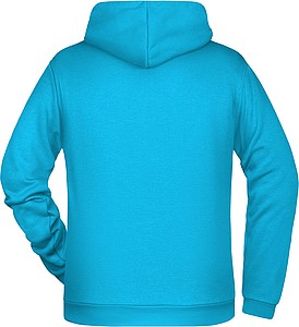 Pánská mikina s kapucí James Nicholson sweat hoodie men, tyrkysová, vel. L