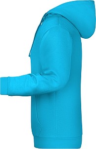 Pánská mikina s kapucí James Nicholson sweat hoodie men, tyrkysová, vel. XXL