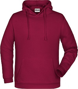 Pánská mikina s kapucí James Nicholson sweat hoodie men, vínová, vel. M