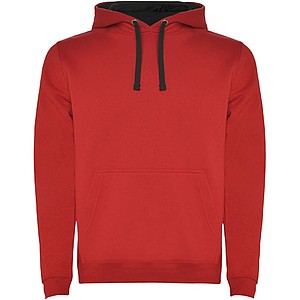 Pánská mikina s kapucí ROLY URBAN, červená s černými doplňky, XS