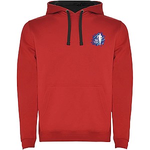 Pánská mikina s kapucí ROLY URBAN, červená s černými doplňky, XS
