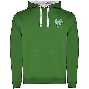 Pánská mikina s kapucí ROLY URBAN, zelená s bílými doplňky, XS