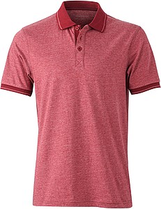 Pánská polokošile James Nicholson polo melange men, červená/ tmavě červená, vel. L