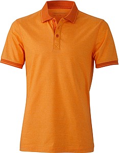 Pánská polokošile James Nicholson polo melange men, oranžová/tmavě oranžová, vel. L