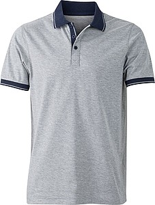 Pánská polokošile James Nicholson polo melange men, šedá/námořní modrá, vel. L
