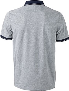 Pánská polokošile James Nicholson polo melange men, šedá/námořní modrá, vel. S