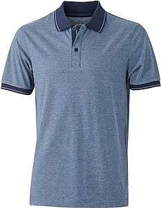 Pánská polokošile James Nicholson polo melange men, sv. modrá/ tmavě modrá, vel. L - reklamní polokošile