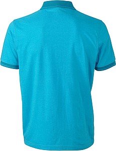 Pánská polokošile James Nicholson polo melange men, tyrkysová/tmavě tyrkysová, vel. M