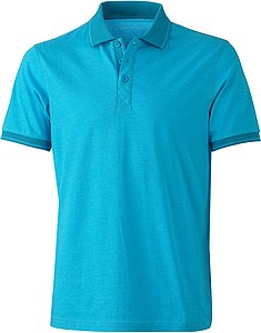 Pánská polokošile James Nicholson polo melange men, tyrkysová/tmavě tyrkysová, vel. S