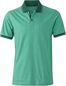 Pánská polokošile James Nicholson polo melange men, zelená/tmavě zelená, vel. M