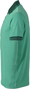 Pánská polokošile James Nicholson polo melange men, zelená/tmavě zelená, vel. M