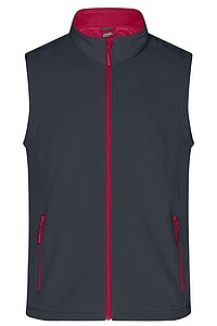 Pánska vesta James & Nicholson Promo softshell, tmavá sivá/červená, veľkosť S