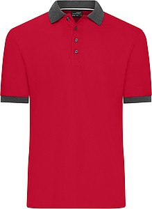 Pánské kontrastní piqué polo James & Nicholson, červená, XL