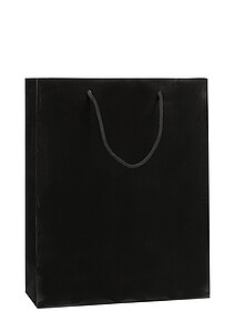 Papierová taška, čierna, lesklé lamino, rozmery: 32x13x40 mm