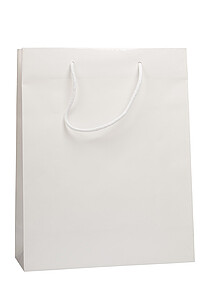 Papierová taška MODEL 2 BIELA 30x12x40 cm / bavlnené uši, lesk